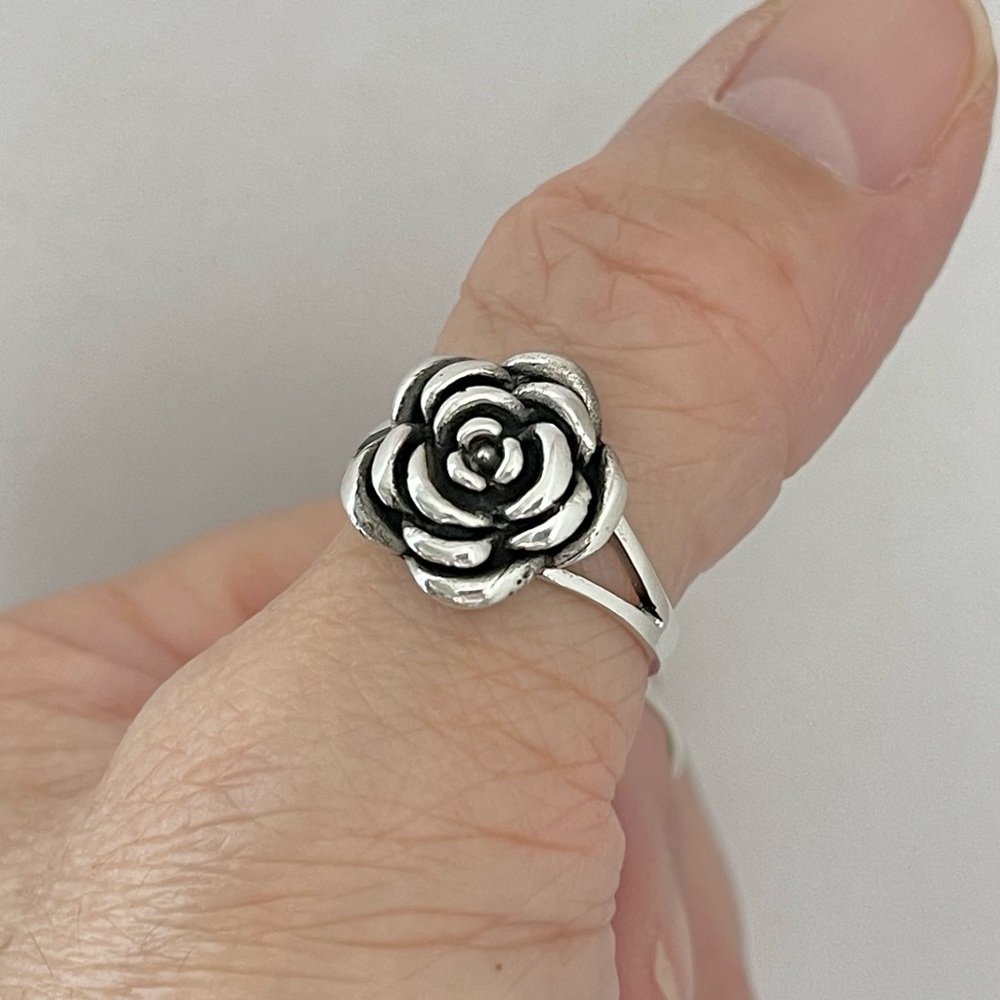 Sterling Silver Rose Ring, Flower Ring, Silver Ri… - image 6